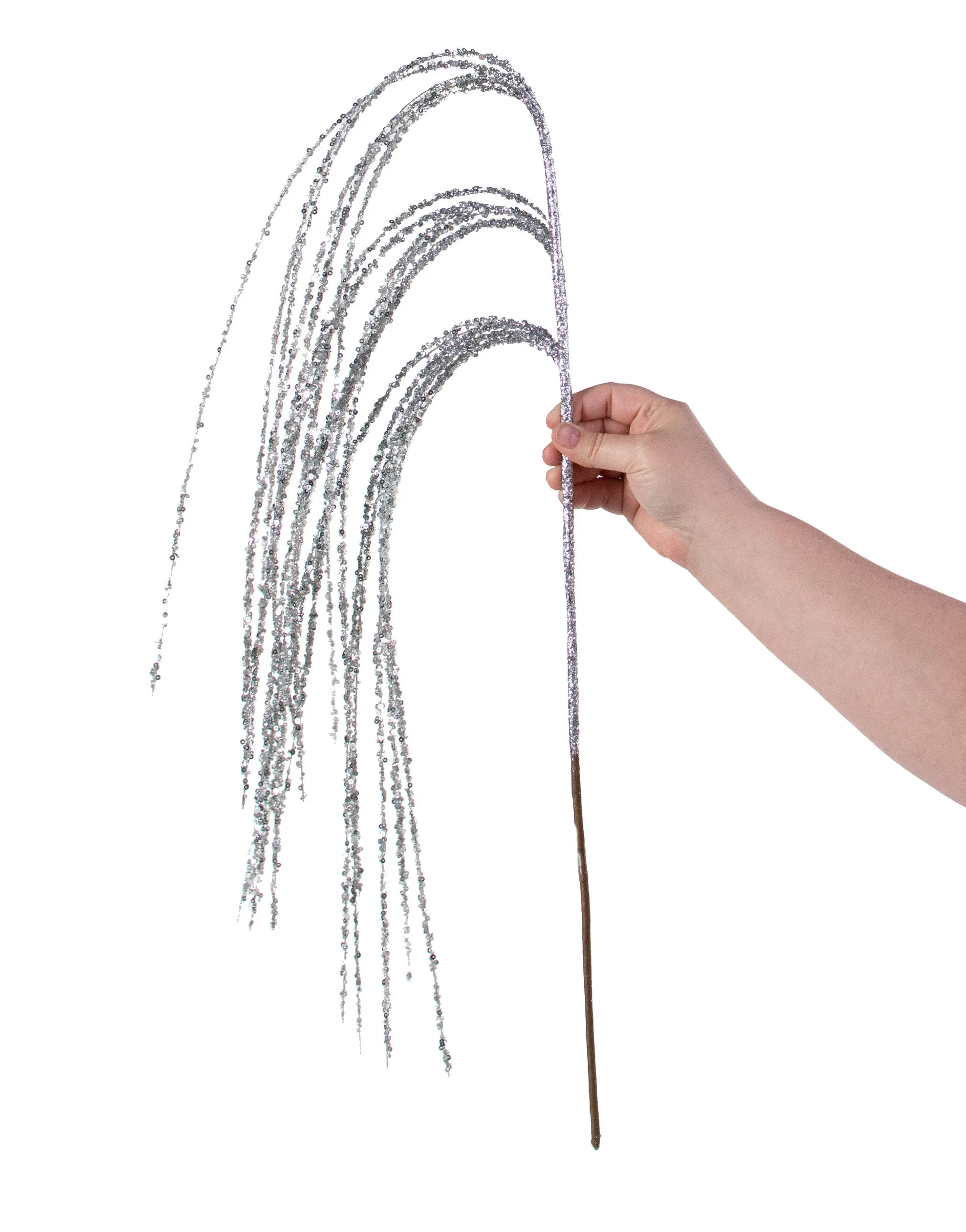 43" Hanging Sequin Spray: Silver
