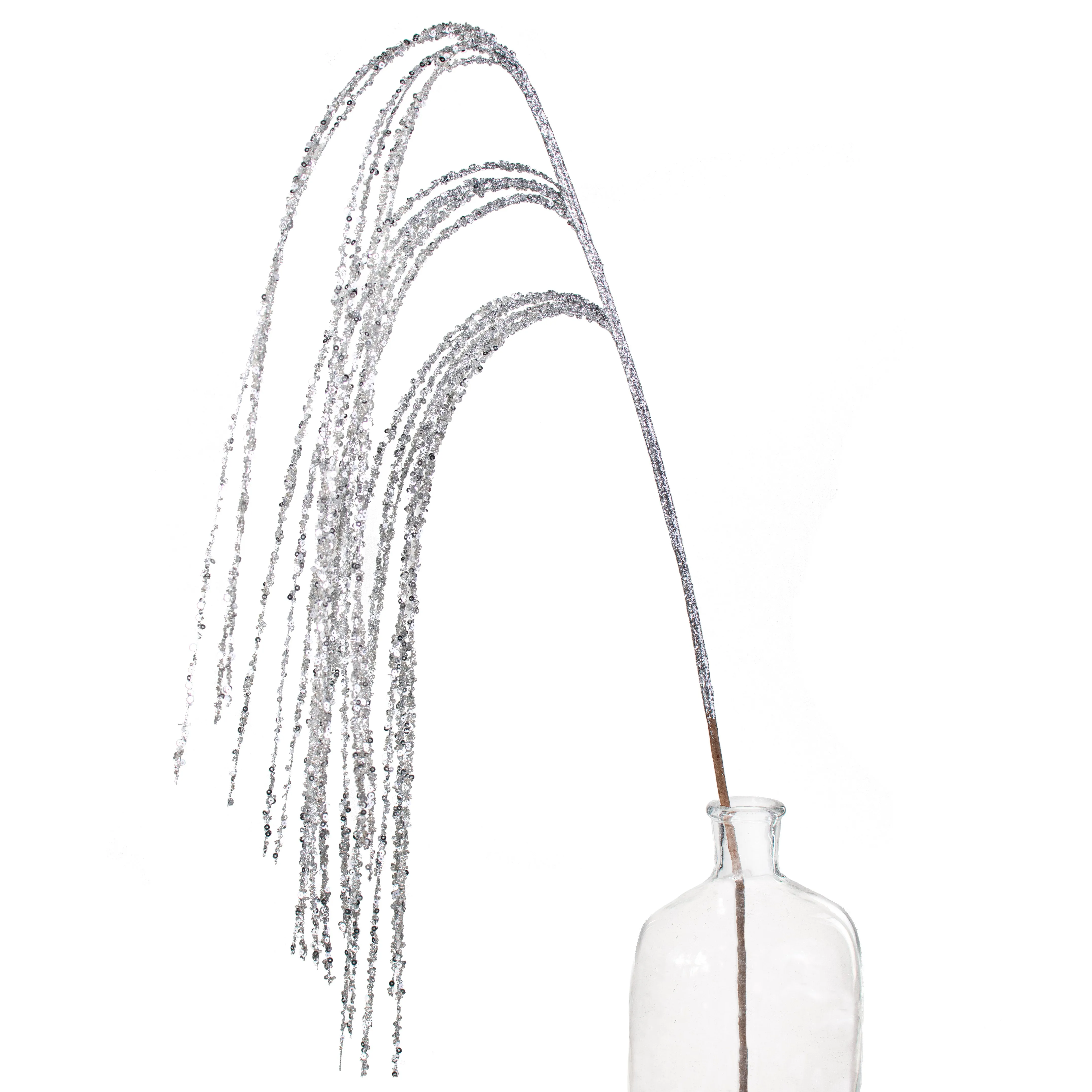 43" Hanging Sequin Spray: Silver
