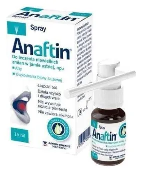 Anaftin Spray 15ml aphthous, mouth ulcer remedy, gum ulcer