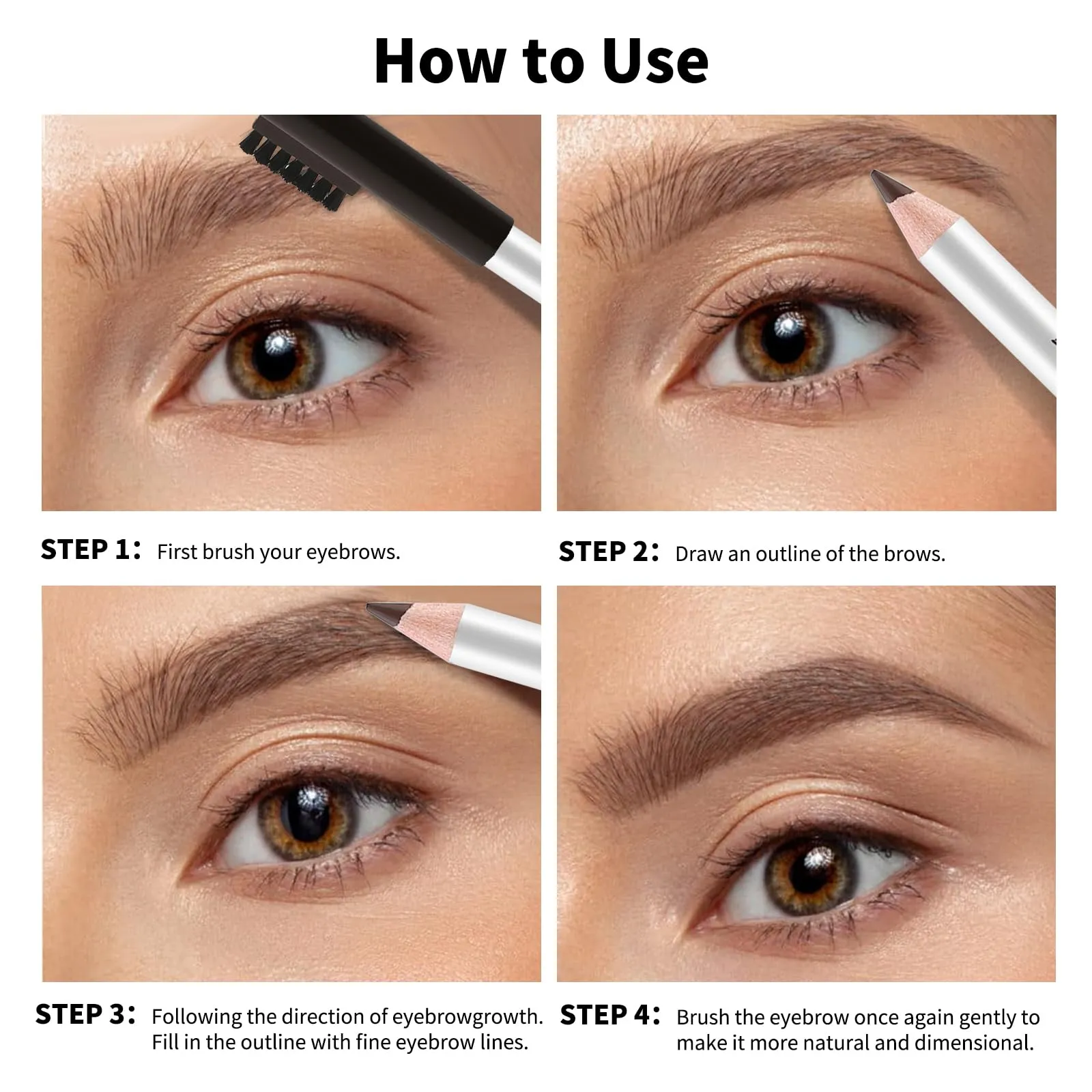 Boobeen 12 Packs Eyebrow Pencils with Soft Brush 2-in-1 Natural Waterproof Eyebrow Pen Long-lasting Brows Makeup, Black Eye Brow Pencil Set Eye Brow Liners