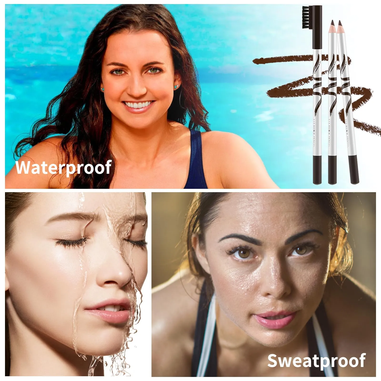 Boobeen 12 Packs Eyebrow Pencils with Soft Brush 2-in-1 Natural Waterproof Eyebrow Pen Long-lasting Brows Makeup, Black Eye Brow Pencil Set Eye Brow Liners
