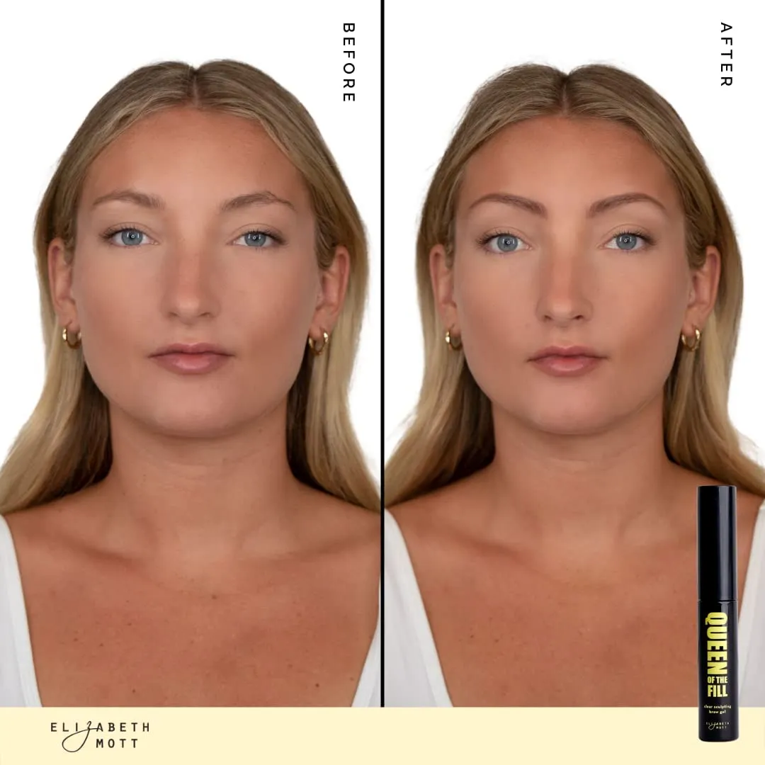 Elizabeth Mott Queen of the Fill Clear Sculpting Brow Gel - Clear Eyebrow Setting Gel to Groom, Sculpt, Shape Brows for Smooth Long-Lasting Hold, 3g