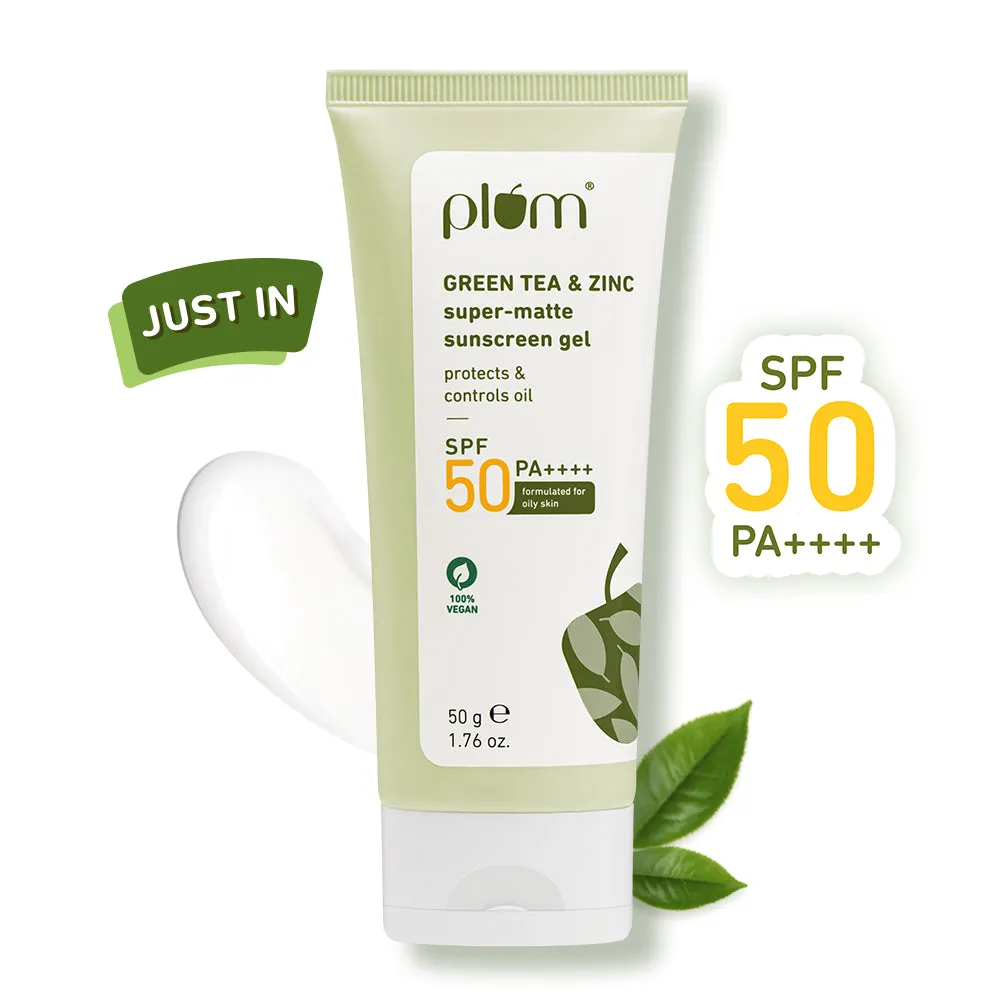 Green Tea & Zinc Super-Matte Sunscreen Gel | SPF 50 PA     | SPF for Oily Skin