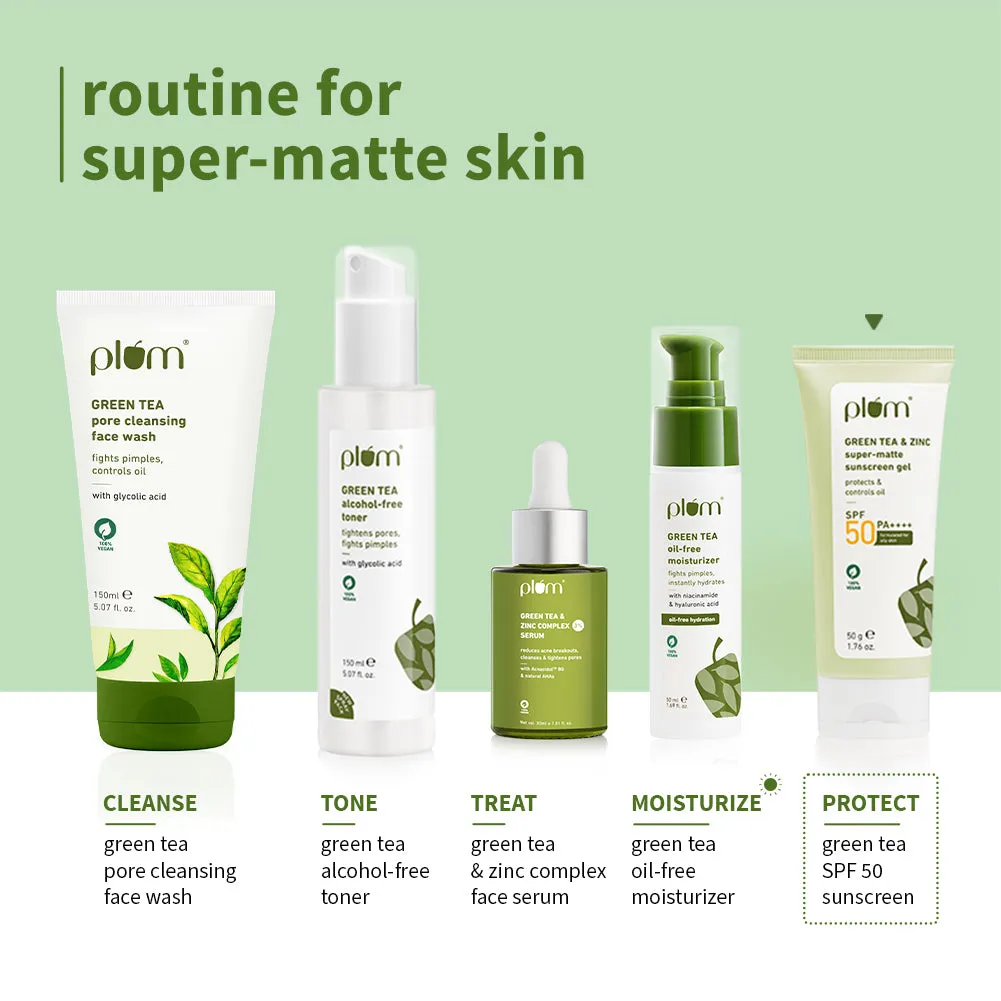 Green Tea & Zinc Super-Matte Sunscreen Gel | SPF 50 PA     | SPF for Oily Skin