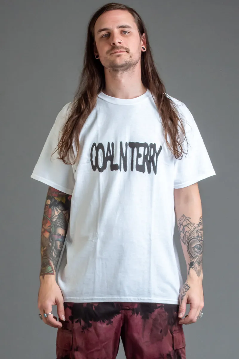 GUYS WHITE N BLK SPRAY TEE