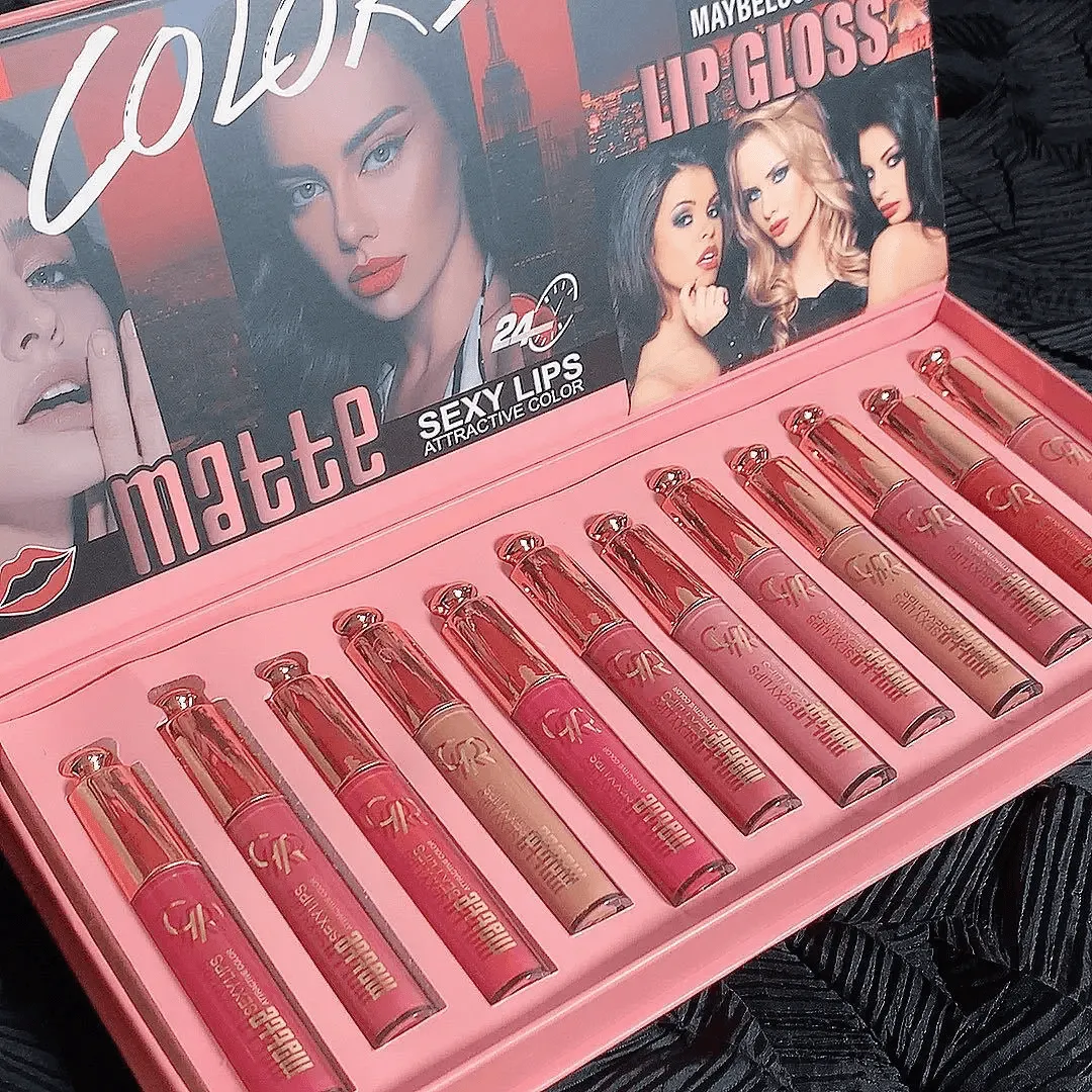 Matte Liquid Velvet Moisturizing Lip Gloss Long Lasting - 5.5ml × 12 Pcs