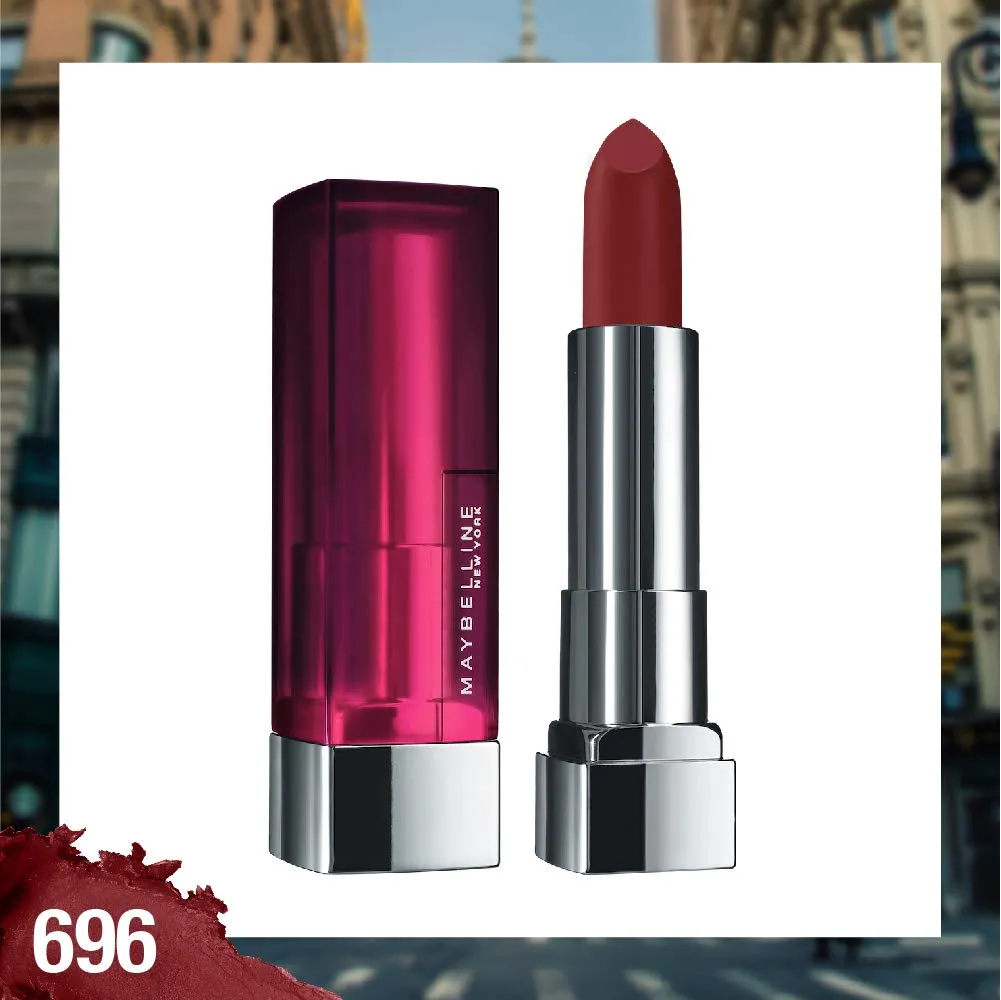 Maybelline Color Sensational Lipstick, Lip Makeup, Matte Finish, Hydrating Lipstick, Nude, Pink, Red, Plum Lip Color, Burgundy Blush, 0.15 oz; (Packaging May Vary)