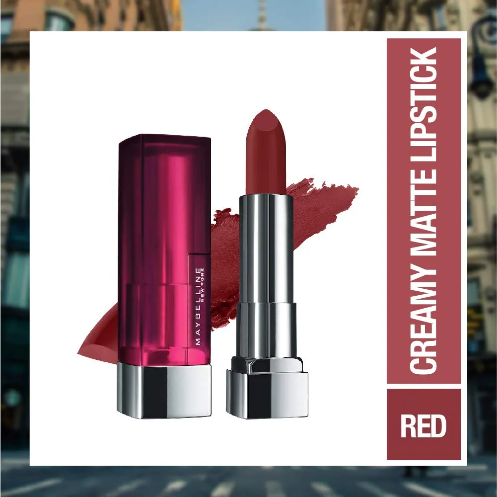 Maybelline Color Sensational Lipstick, Lip Makeup, Matte Finish, Hydrating Lipstick, Nude, Pink, Red, Plum Lip Color, Burgundy Blush, 0.15 oz; (Packaging May Vary)