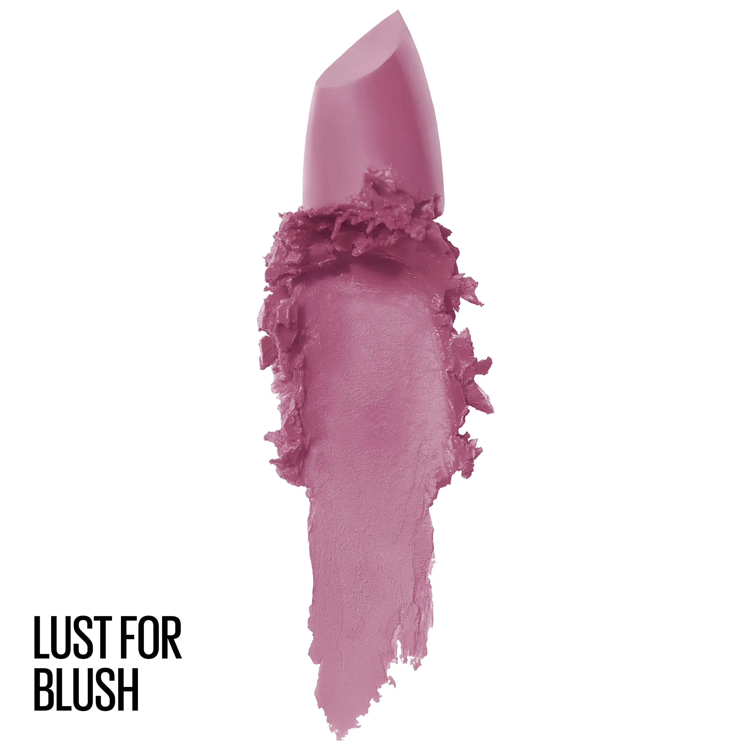 Maybelline Color Sensational Lipstick, Lip Makeup, Matte Finish, Hydrating Lipstick, Nude, Pink, Red, Plum Lip Color, Lust for Blush, 0.15 oz; (Packaging May Vary)