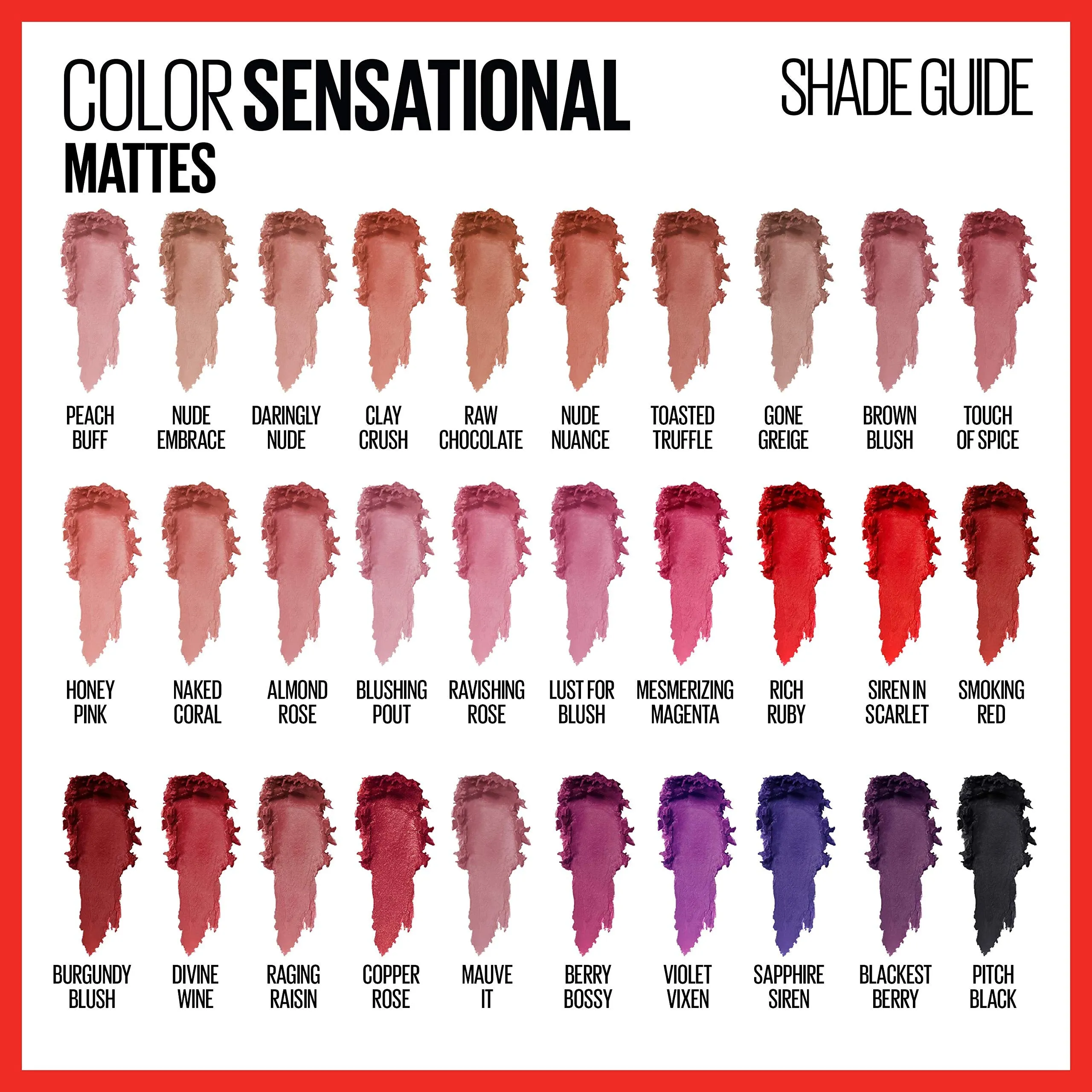 Maybelline Color Sensational Lipstick, Lip Makeup, Matte Finish, Hydrating Lipstick, Nude, Pink, Red, Plum Lip Color, Lust for Blush, 0.15 oz; (Packaging May Vary)