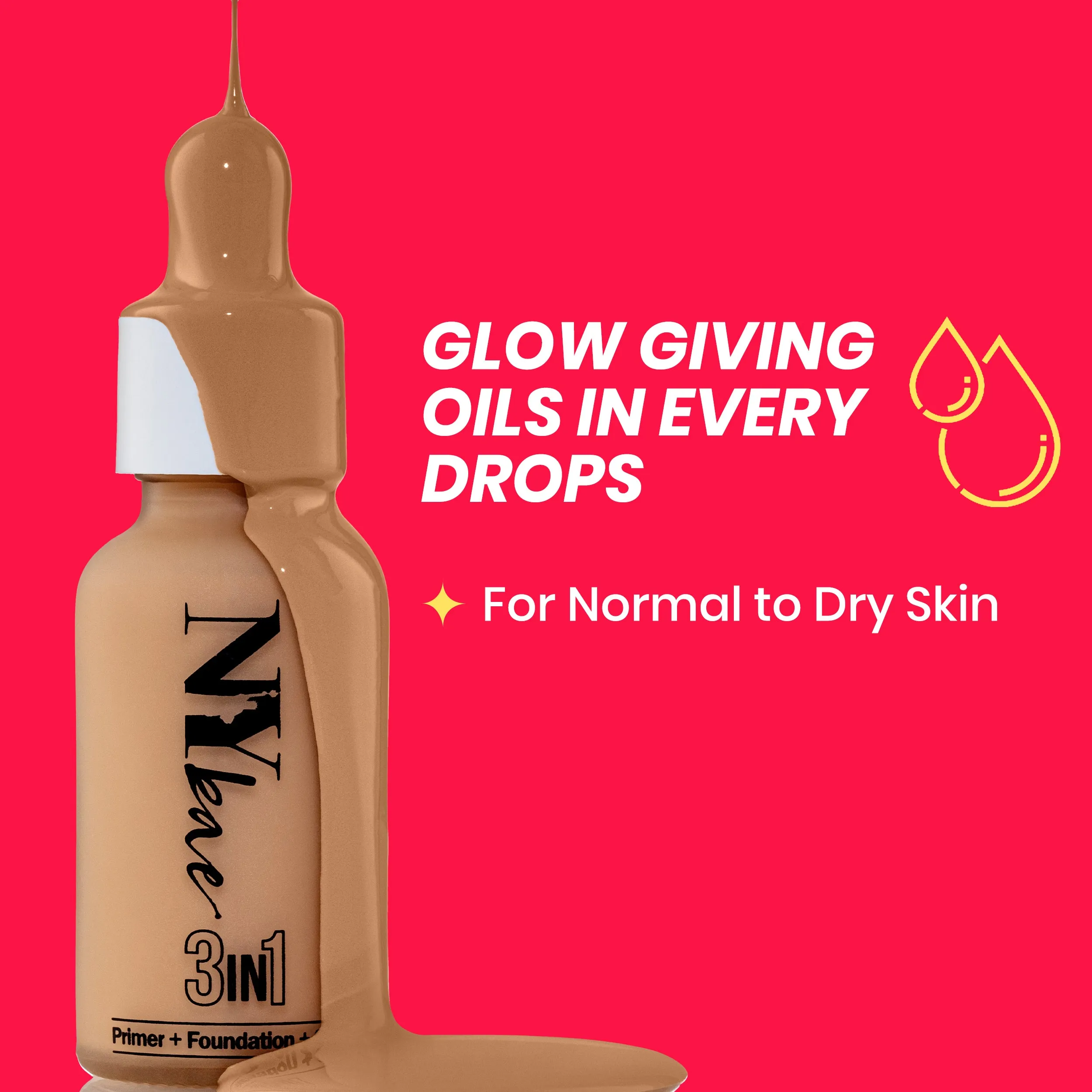 NY Bae 3IN1 Serum Foundation - Warm Honey 14 (30 ml) | Infused with Primer | Moisturising I Glowing Korean Skin I Celeb Glow | Dewy Makeup | Evens Skin Tone | Ultra Glow