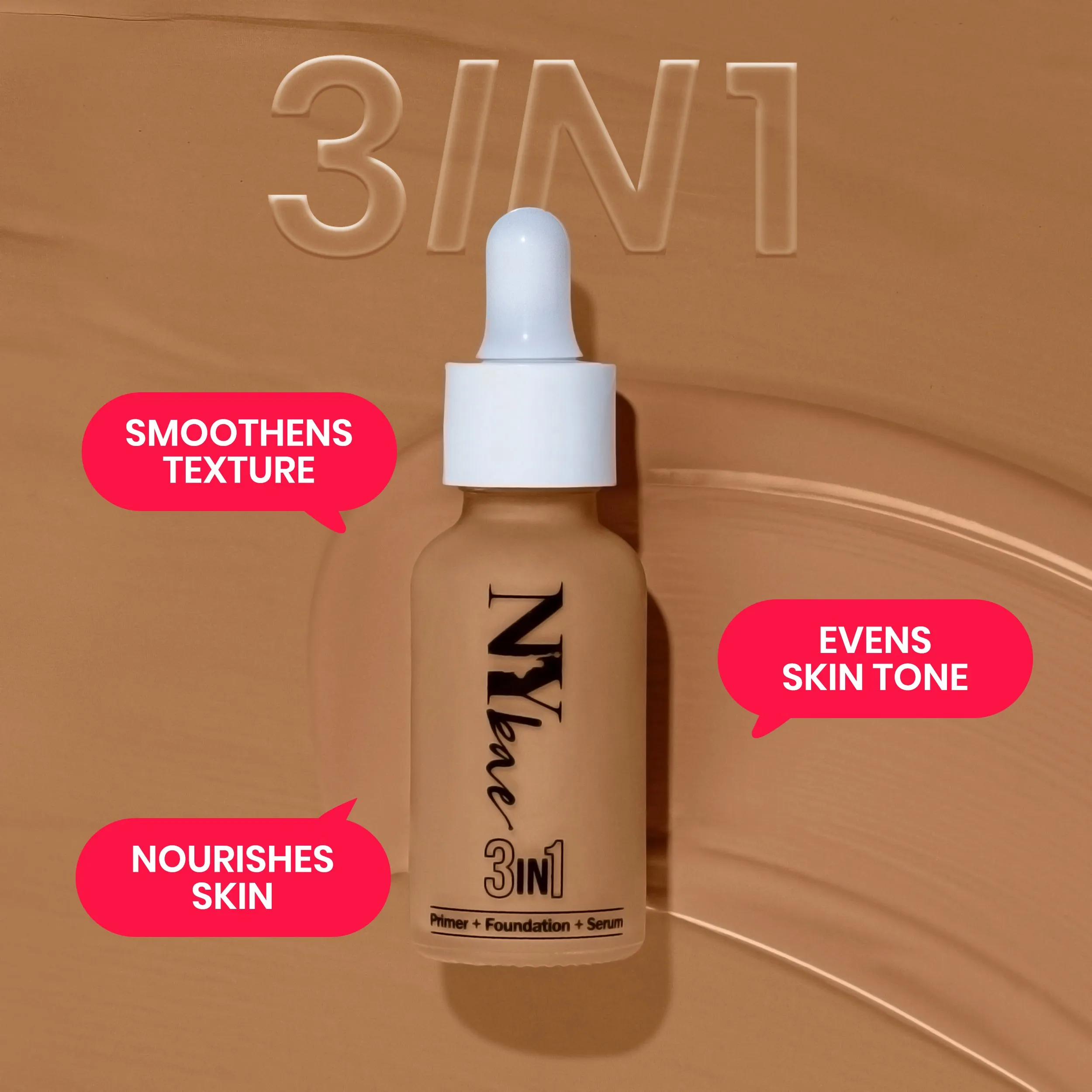 NY Bae 3IN1 Serum Foundation - Warm Honey 14 (30 ml) | Infused with Primer | Moisturising I Glowing Korean Skin I Celeb Glow | Dewy Makeup | Evens Skin Tone | Ultra Glow