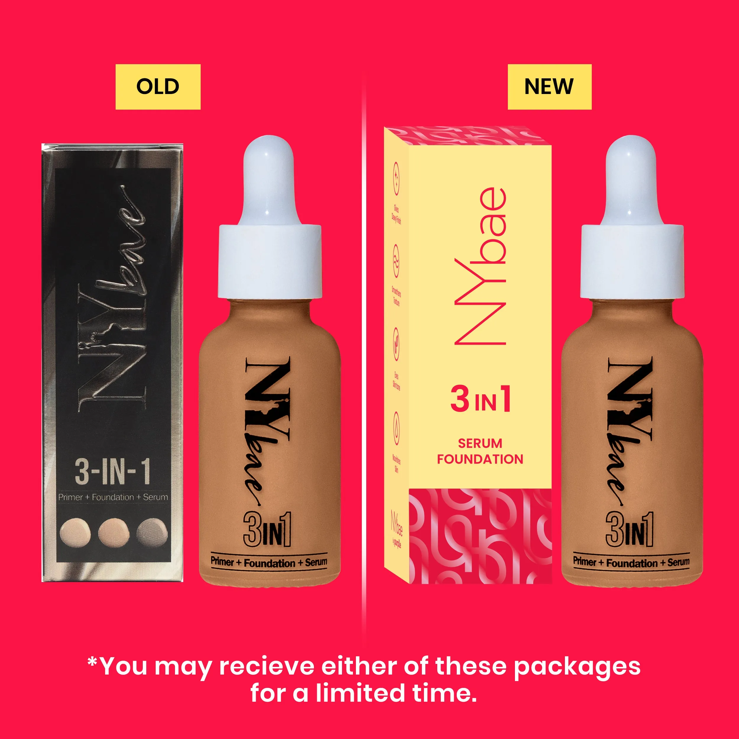 NY Bae 3IN1 Serum Foundation - Warm Honey 14 (30 ml) | Infused with Primer | Moisturising I Glowing Korean Skin I Celeb Glow | Dewy Makeup | Evens Skin Tone | Ultra Glow