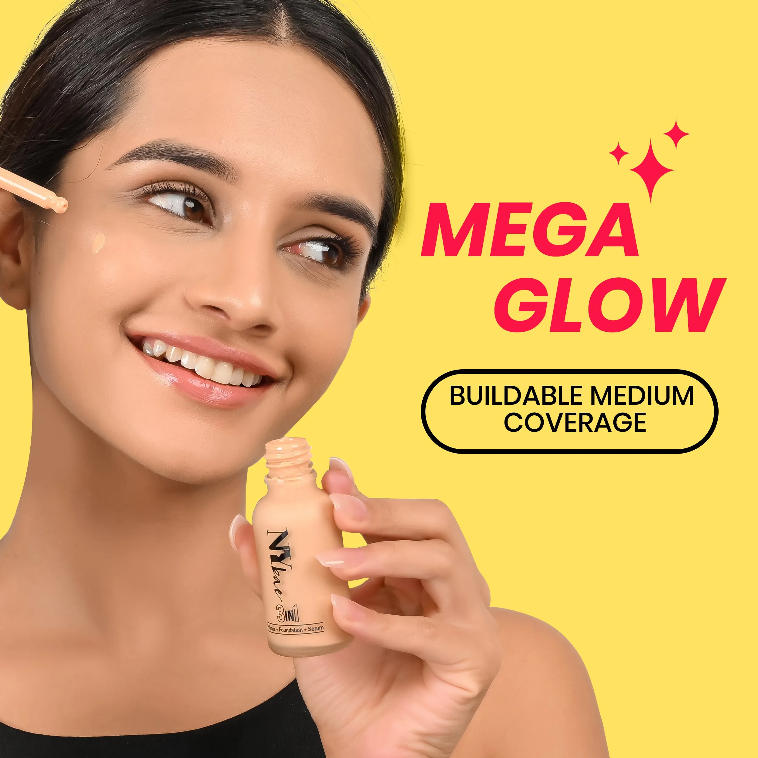 NY Bae 3IN1 Serum Foundation - Warm Honey 14 (30 ml) | Infused with Primer | Moisturising I Glowing Korean Skin I Celeb Glow | Dewy Makeup | Evens Skin Tone | Ultra Glow